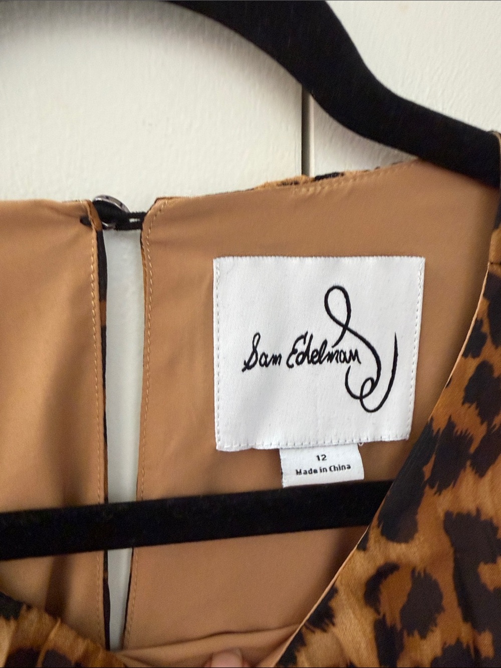 Sam Edelman Leopard Print Midi Dress in Black & Tan, size 12. - Picture 4 of 8